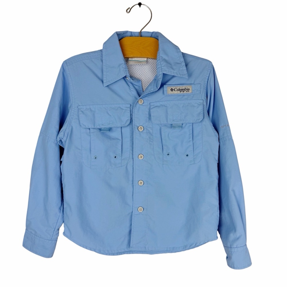 Columbia PFG Bahama II Shirt Blue Omni-Shade Long Sleeve Fishing Size XXS 4/5